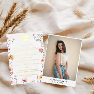 Stilvolle Wildblume Meadow Garden Abschluss Folieneinladung