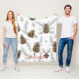 Stilvolle Winterferien Pinecone Monogram Fleecedecke
