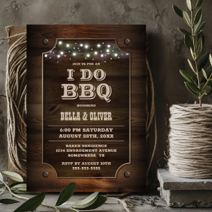 Stilvolle Wood I Do Barbecue Engagement Party Einladung