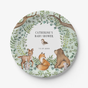 Stilvolle Woodland Forest Animals Baby Shower Favo Pappteller
