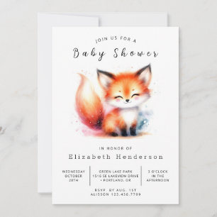 Stilvolle Woodland Look Fox Babydusche Einladung