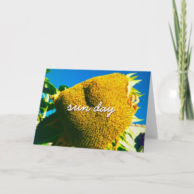 Stilvolle Yellow Sunflower Sun Day Quotenschrift Karte (Vorderseite)