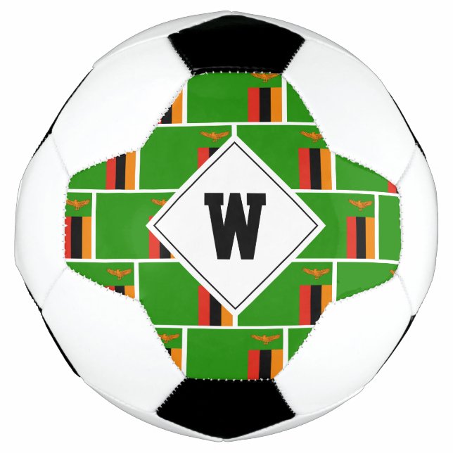Stilvolle ZAMBIA FLAG Monogram Soccer Ball (Vorderseite)