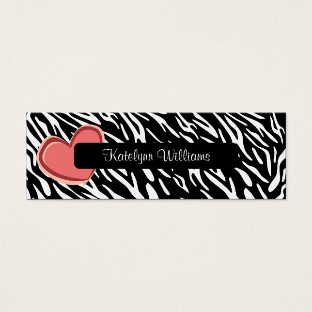 Stilvolle Zebra Print Heart Appointment Card (Vorderseite)