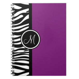 Stilvolle Zebra Print Lila Monogram Notebook Notizblock