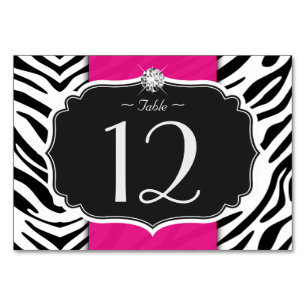 Stilvolle Zebra Print Wedding Tischnummer Card