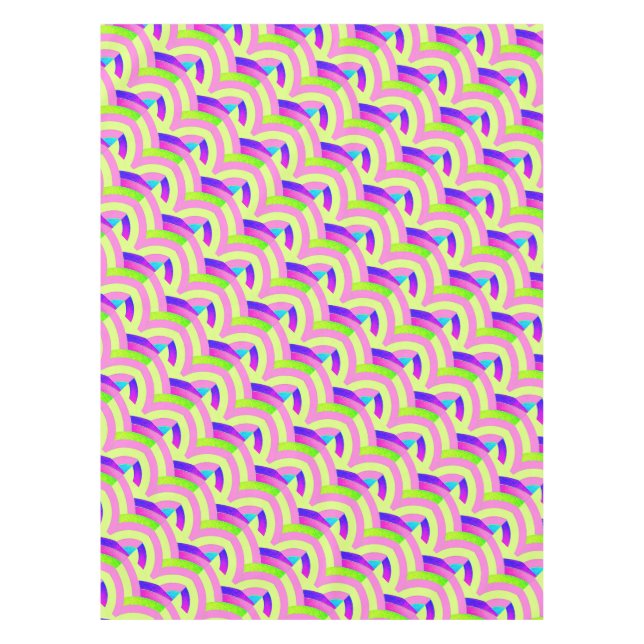 Stilvolle, zeitgenössische Rosa/Gelbe Kirschen Tischdecke (Vorderseite)