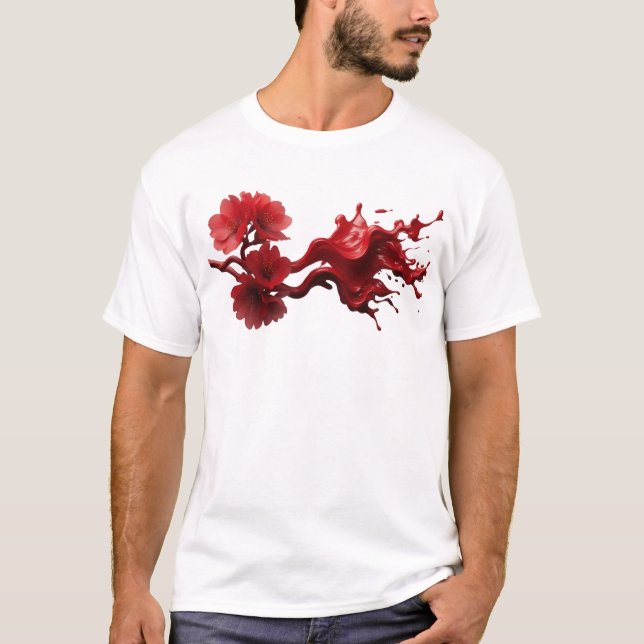Stilvoller ABSTRACTER BLUMEN Modeaufdruck T-Shirt (Vorderseite)