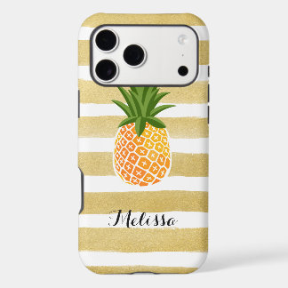 Stilvoller Ananas-Aquarell-Goldstreifen