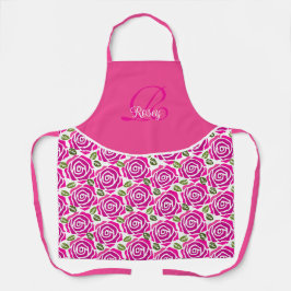Stilvoller Anfangsbuchstabe Name Hot Pink Magenta  Schürze