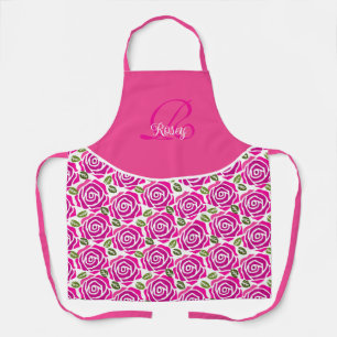 Stilvoller Anfangsbuchstabe Name Hot Pink Magenta  Schürze