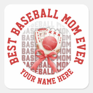Stilvoller BASEBALL MAMA Individuelle Name Quadratischer Aufkleber