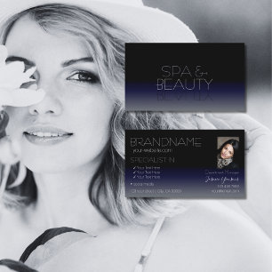 Stilvoller Black and Blue Chic Mirror Schriftart m Visitenkarte