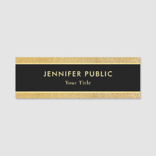 Stilvoller Black and Gold Glitzer Moderner Berufli Namensschild