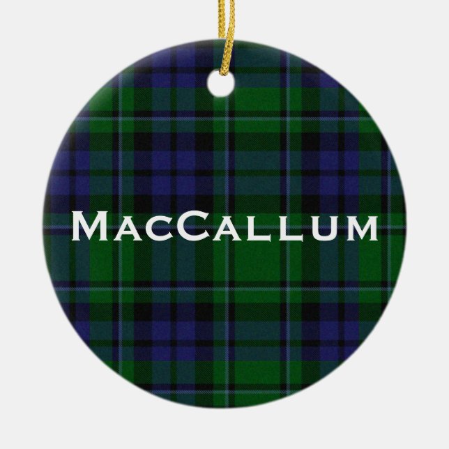 Stilvoller blauer u. grüner MacCallum Tartan Keramik Ornament (Vorne)