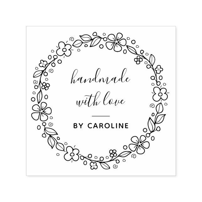 stilvoller botanischer Kranz handgefertigt Permastempel (Design)