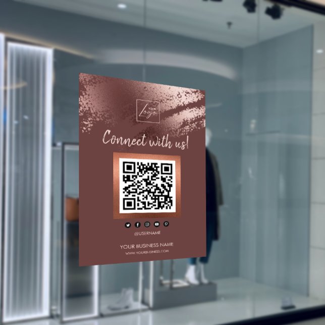 Stilvoller Bronze-Geschäfts-QR-Code Social Media Poster (Stylish Bronze Business QR Code Social Media Poster)