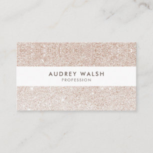Stilvoller Champagner Rosa Glitzer Weiß Streifen Visitenkarte