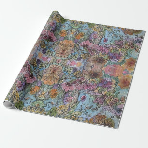 Stilvoller Chic Blumen Garten Aquarellmalerei  Geschenkpapier