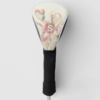 Stilvoller Chic Flamingo Monogramm personalisiert Golf Headcover