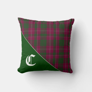 Stilvoller Crawford-Clan-Tartan-Karo-Monogramm Kissen