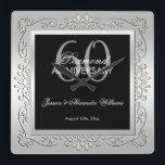Stilvoller dekorativer Hochzeitstag des Silber-60. Quadratische Wanduhr<br><div class="desc">Schöner, bezaubernder trendy, moderner, romantischer und hoch entwickelter weiblicher Entwurf für Hochzeitsjahrestags-Partyereignisse des Paares 60. Eleganter und bezaubernder fabelhafter sechzigster Jahrestag. Mit einem schönen extravaganten Wirblen und glänzenden Dekorationsgrenzrahmen in den atemberaubenden silbernen Farben mit einer schwarzen Replik darunterliegend, zum eines großen Kontrastes zu geben, der ganz auf einem bezaubernden silbernen...</div>
