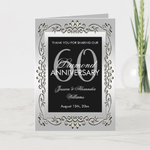 Stilvoller Dekorativer Silberner 60. Hochzeitstag Karte