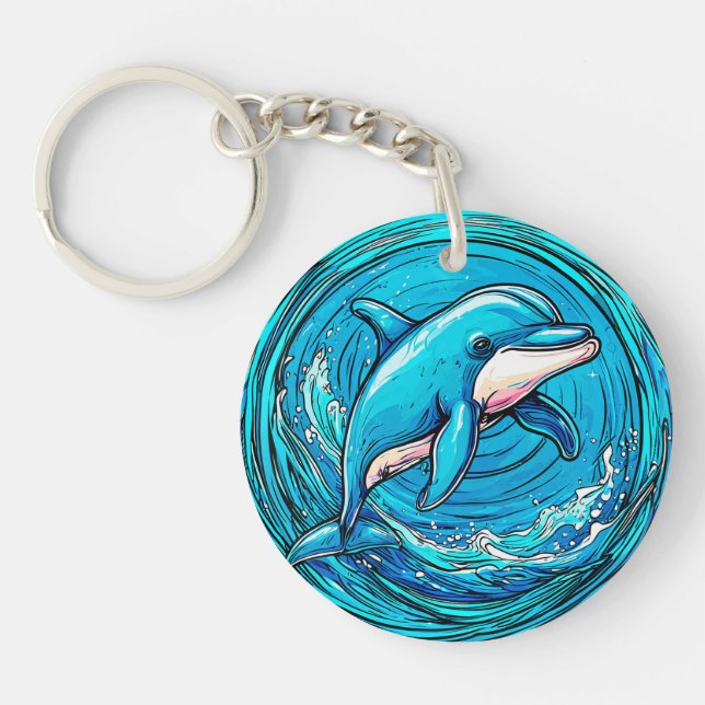 Stilvoller Delphin Schlüsselanhänger (Vorderseite)