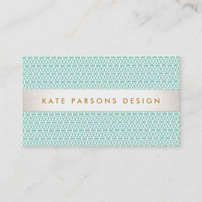 Stilvoller Designer Moderne Minze und Weiße Muster Visitenkarte (Vorderseite)