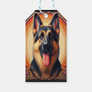 Stilvoller Deutscher Schäferhund Bunter Rahmen Geschenkanhänger