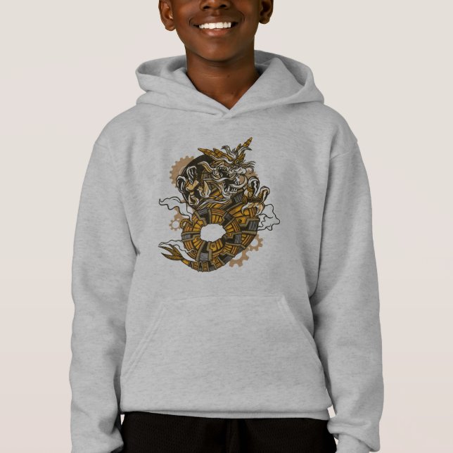 Stilvoller Drache, Dragon Steampunk Design Hoodie (Vorderseite)
