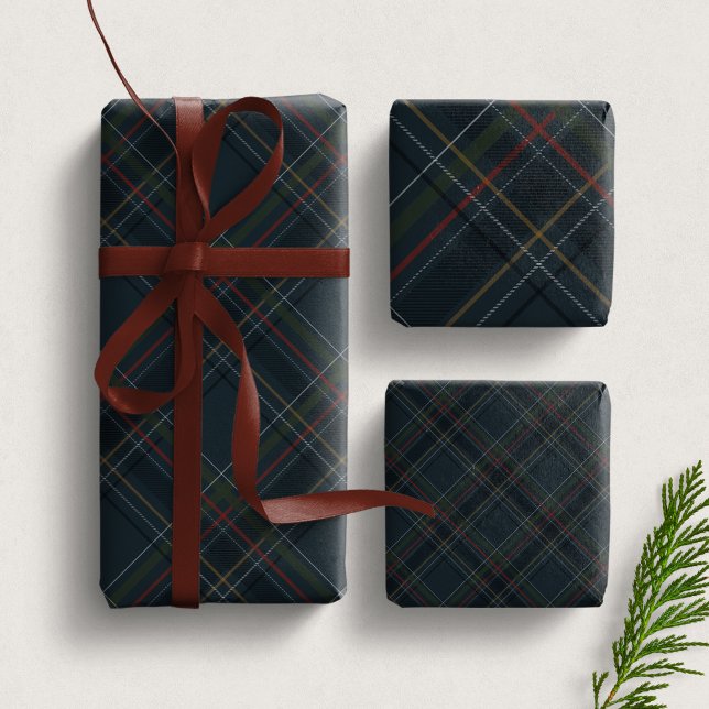 Stilvoller dunkelblauer Weihnachtskariert Feiertag Geschenkpapier Set (Von Creator hochgeladen)