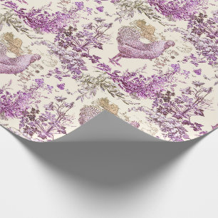 Stilvoller Eleganter Vintage-Hahn Lila Floral Geschenkpapier