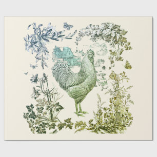 Stilvoller Eleganter Vintage-Hahn-Weise-Blumen-Toi Geschenkpapier
