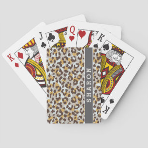 Stilvoller, farbenfroher, brauner, goldener Gepard Spielkarten