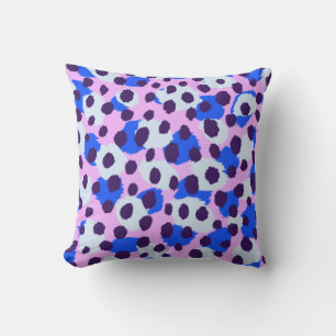 Stilvoller, farbenfroher rosa-blauer Cheetah-Druck Kissen