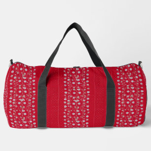 Stilvoller floraler Reisetasche in Rot und Weiß Duffle Bag