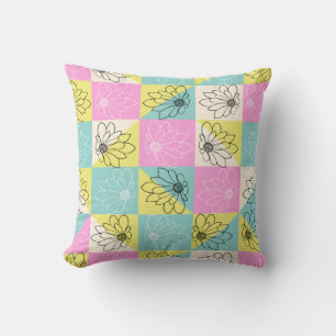 Stilvoller floraler rosa teal- und gelber pastellf kissen