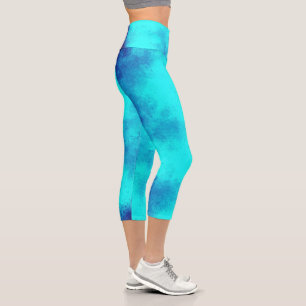 Stilvoller Gewitterwolken-Effekt  Blau Capri Leggings