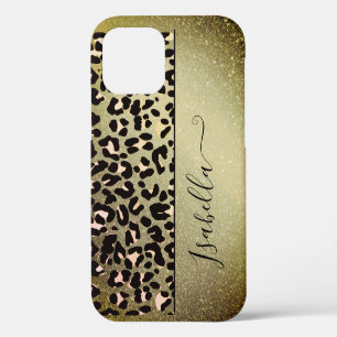 Stilvoller Gold Glitter Goldener Tierdruck Custom iPhone 12 Hülle