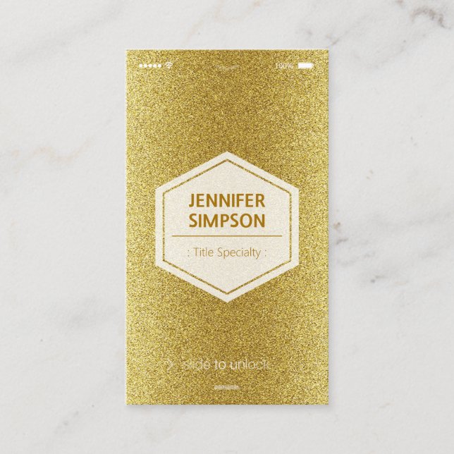 Stilvoller Gold Glitzer - Einzigartiger iOS-Stil Visitenkarte (Vorderseite)