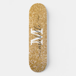 Stilvoller Gold Glitzer Personalisiert Mit Monogra Skateboard