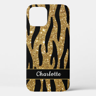 Stilvoller Gold Glitzer Tiger Stripe Name  Case-Mate iPhone Hülle