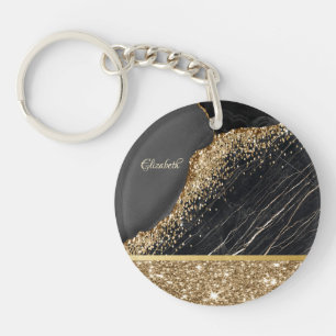 Stilvoller goldener Glitter Pailletten schwarzer M Schlüsselanhänger
