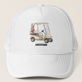 Stilvoller Golfwagen & Schläger Monogramm Trucker Truckerkappe