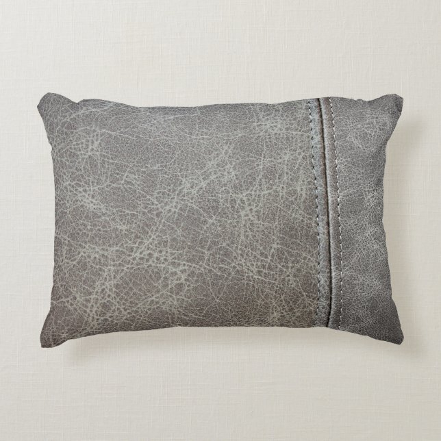 Stilvoller grauer lederner Blick Dekokissen (Vorderseite)