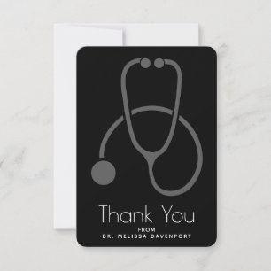 Stilvoller Gray Stethoscope Illustration Abschluss Dankeskarte