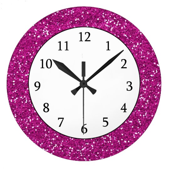 Ehrfürchtig Große Wanduhr Rosa Stilvoller heißes Rosa Glitzer Große Wanduhr