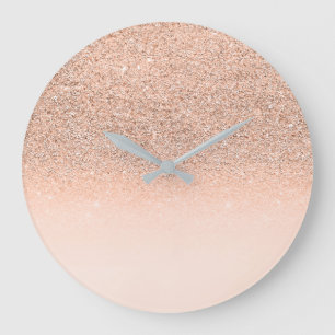 Stilvoller Imitat-Rosen-Glitzer-minimales Große Wanduhr