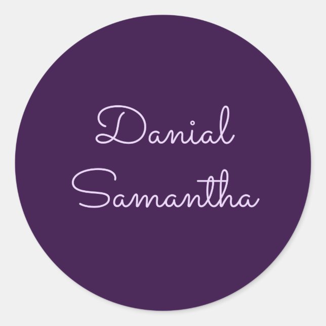 Stilvoller Individuelle Name Purpule Personalisier Runder Aufkleber (Vorderseite)